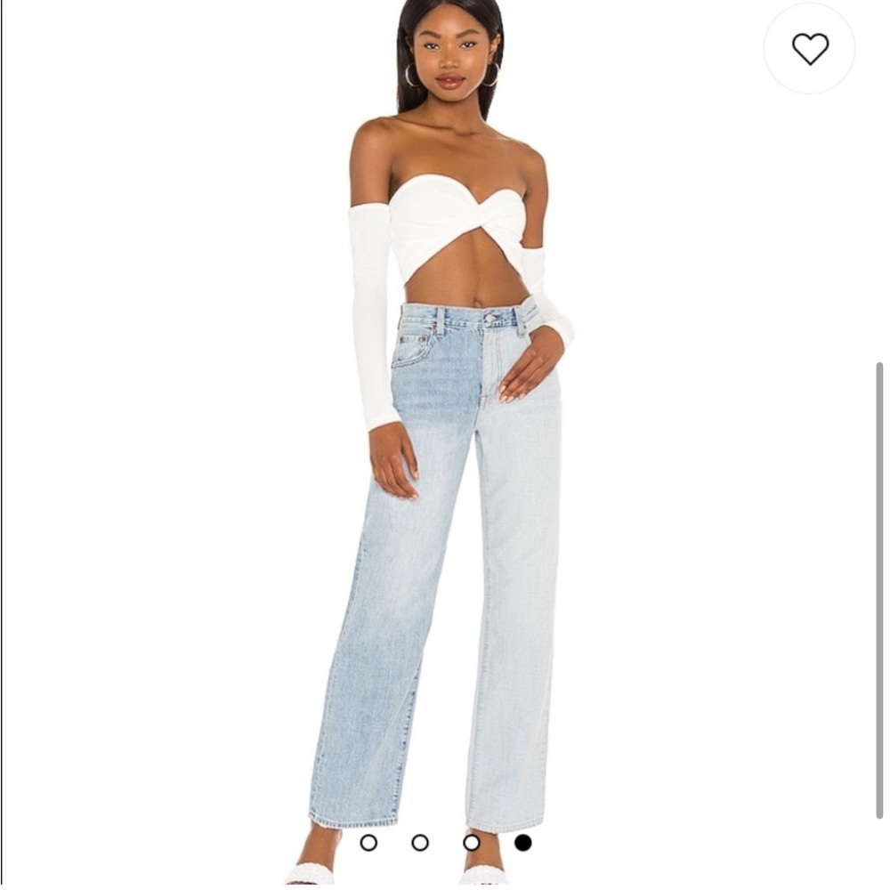 Revolve Superdown White Off Neck Twist Top - image 1